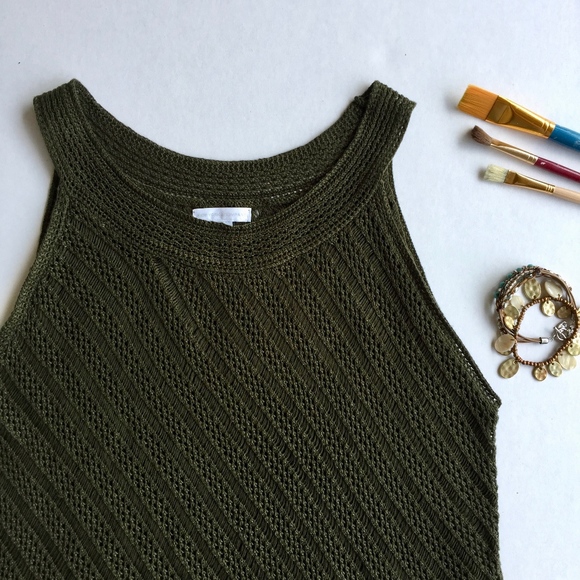New York & Company Tops - New York & Company Olive Green Knitted Top